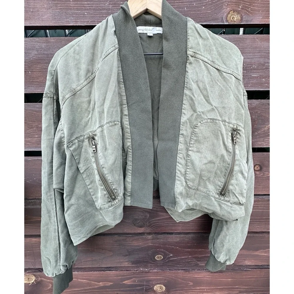 Young Fabulous & Broke Fara Convertible Cropped Utility‎ Jacket Green Size Small